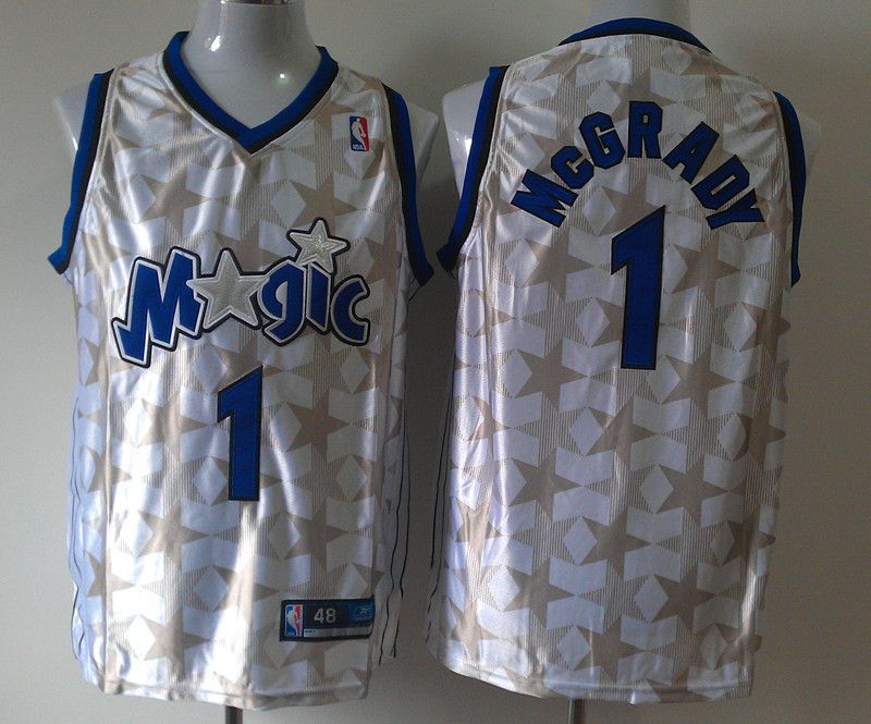Men Orlando Magic 1 Tracy Mcgrady White Star Edition Stitched NBA Jersey